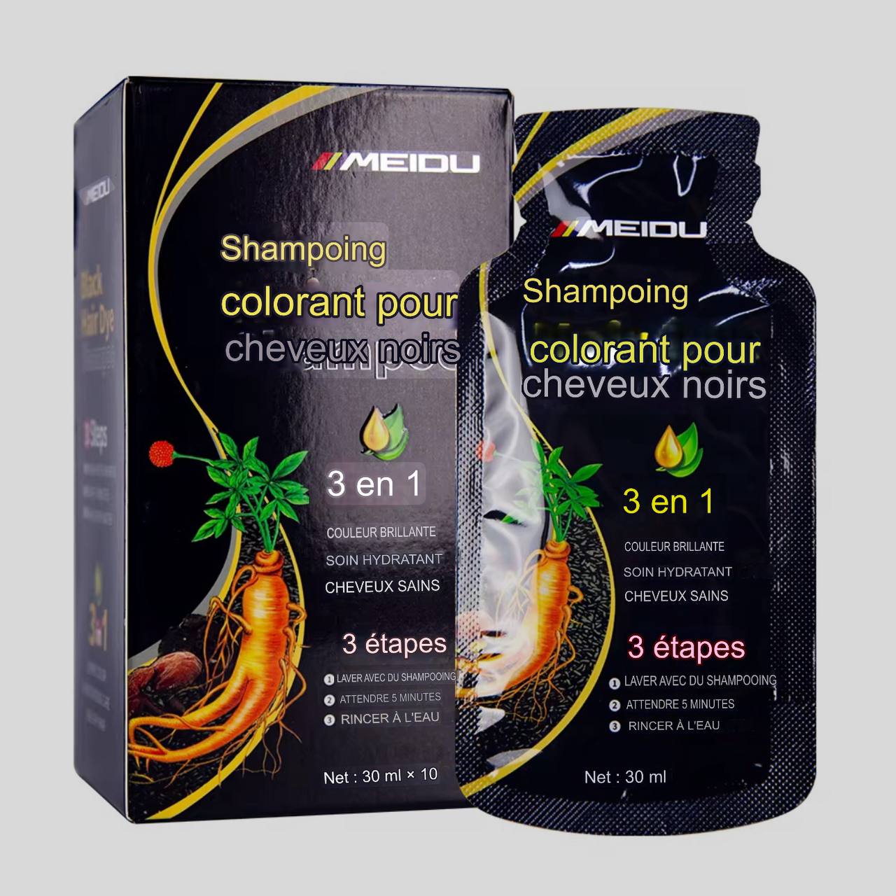 shampoing colorant noir 3 en 1